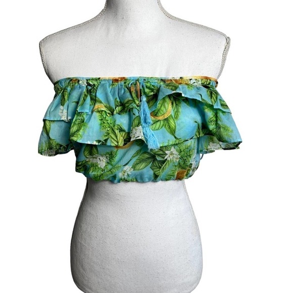 STEVE MADDEN BB DAKOTA BY STEVE MADDEN ZEST FOR LIFE LEMON PRINT CROPPED TOP XS - Picture 2 of 6